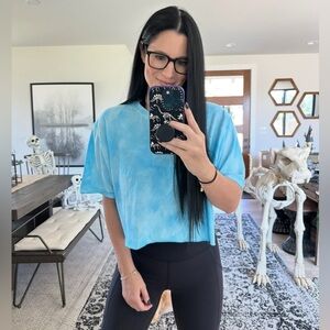 Myrrhe Cropped Blue Tie Dye T-Shirt Tee in Ocean